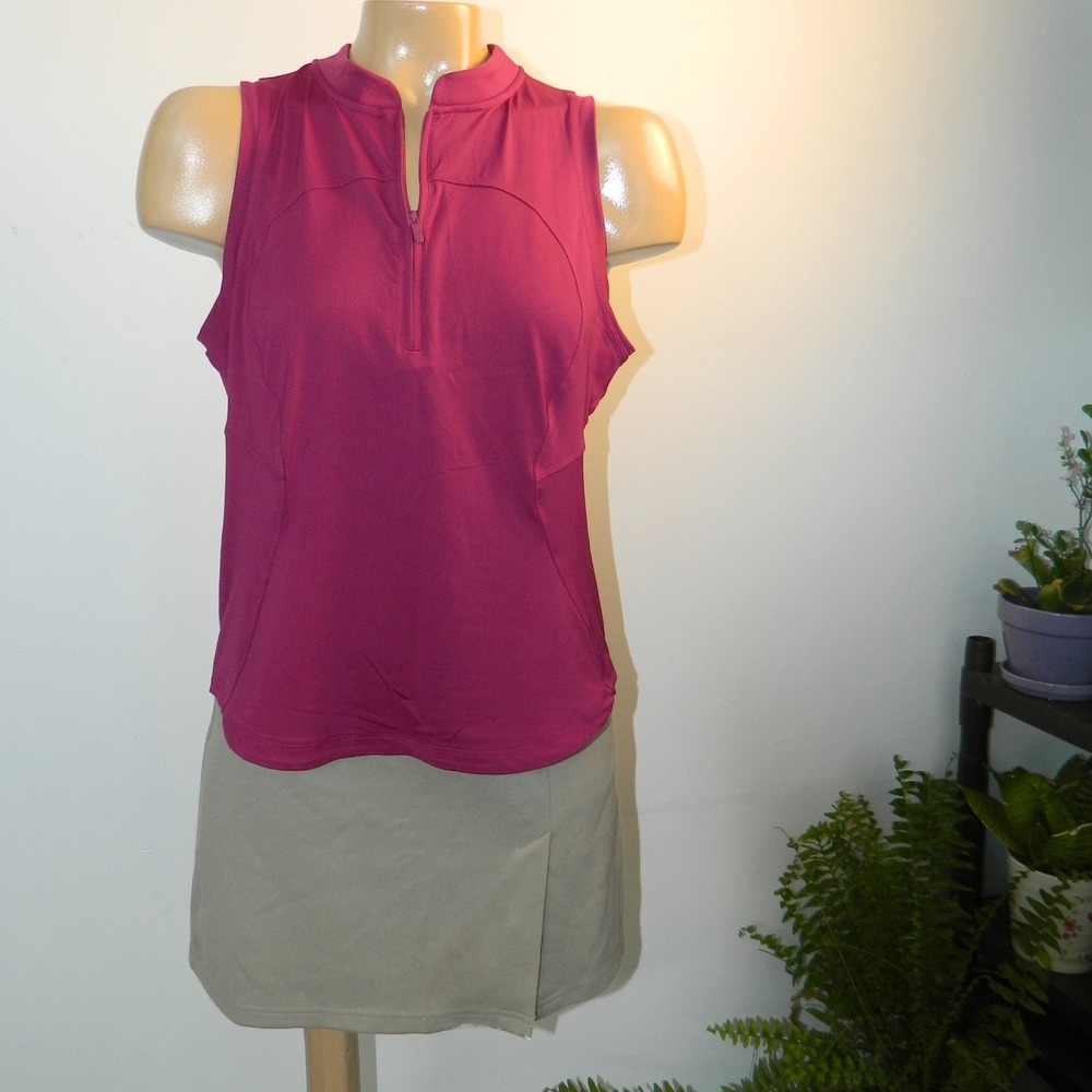 Lululemon Sleeveless Quarter Zip Top Women 6 Berry Pink Golf Tennis Polo Large